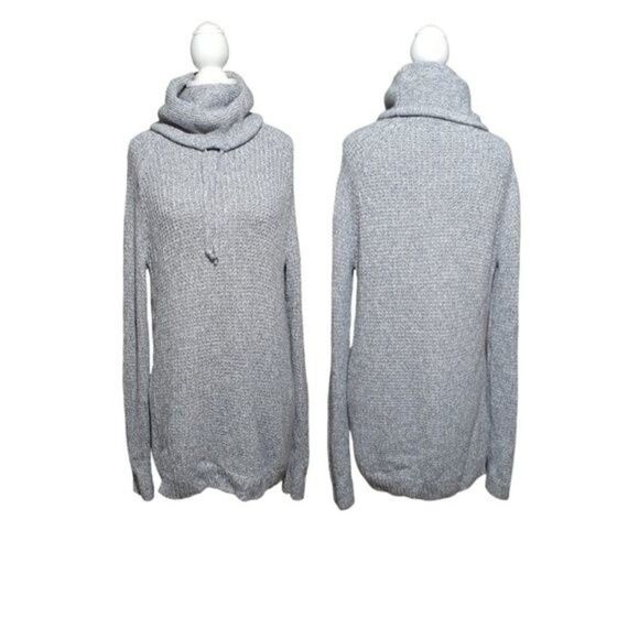 Athleta Women's Chunky Knit Merino Wool Blend Grey Side Zipper Sweater Sz Small - Picture 2 of 9